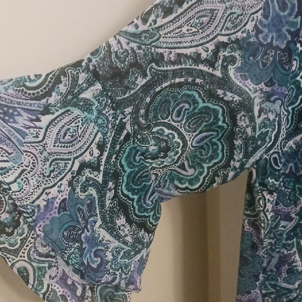 Roz & Ali Blue Green Paisley Tunic - Picture 6 of 8